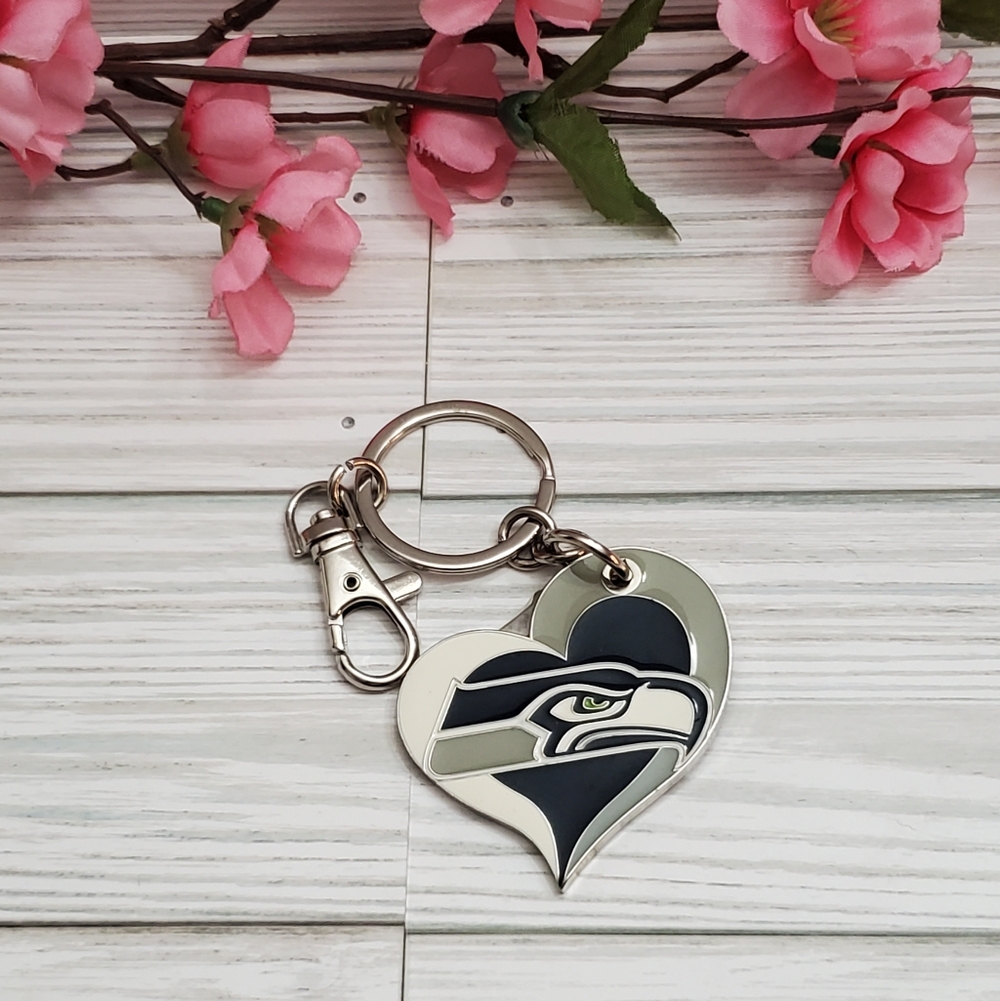 Seattle Seahawks Logo Heart-Shaped Keychain